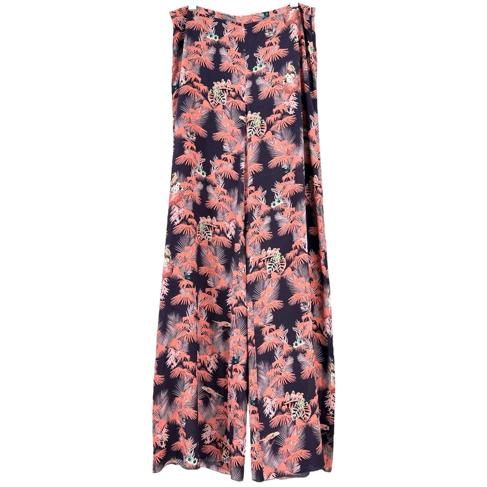 Missoni Purple Salmon Tropical Floral Wide Leg Loose Fit Silk Trousers Pants